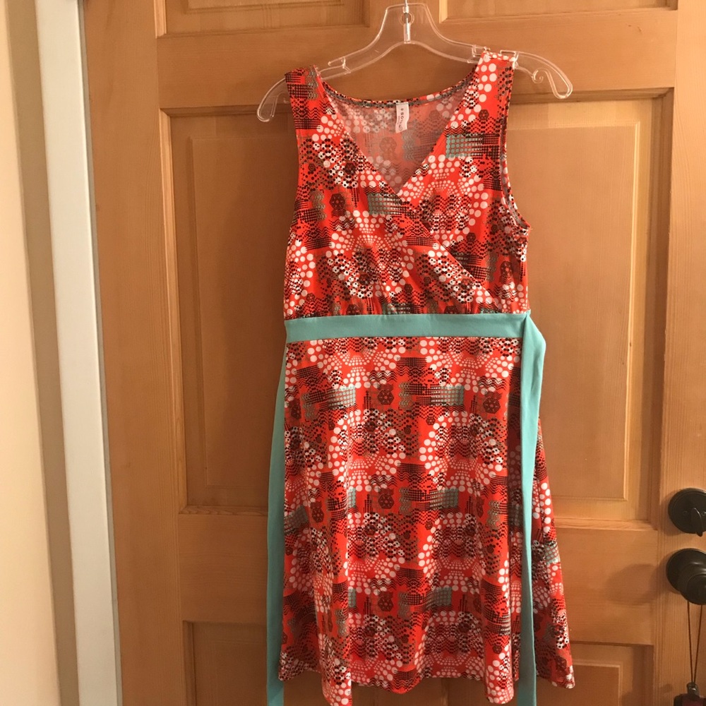 Soybu tie in back orange dress
